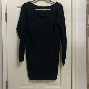 Black long sleeve sweater dress